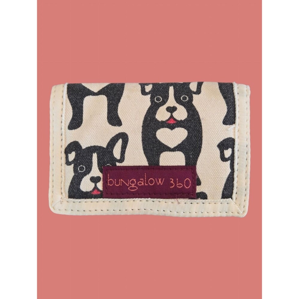 Bungalow 360 Trifold Wallet Frenchie Boston Terrier NWOT Cotton Canvas